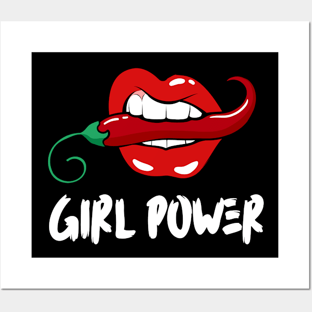 Fiery Empowerment: Girl Power Unleashed with a Bite Wall Art by twitaadesign